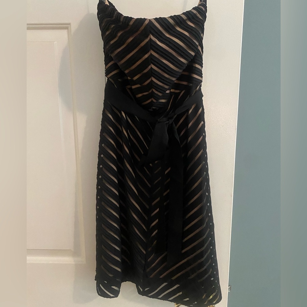 White House Black Market black and tan strapless stunning dress. New with tags.